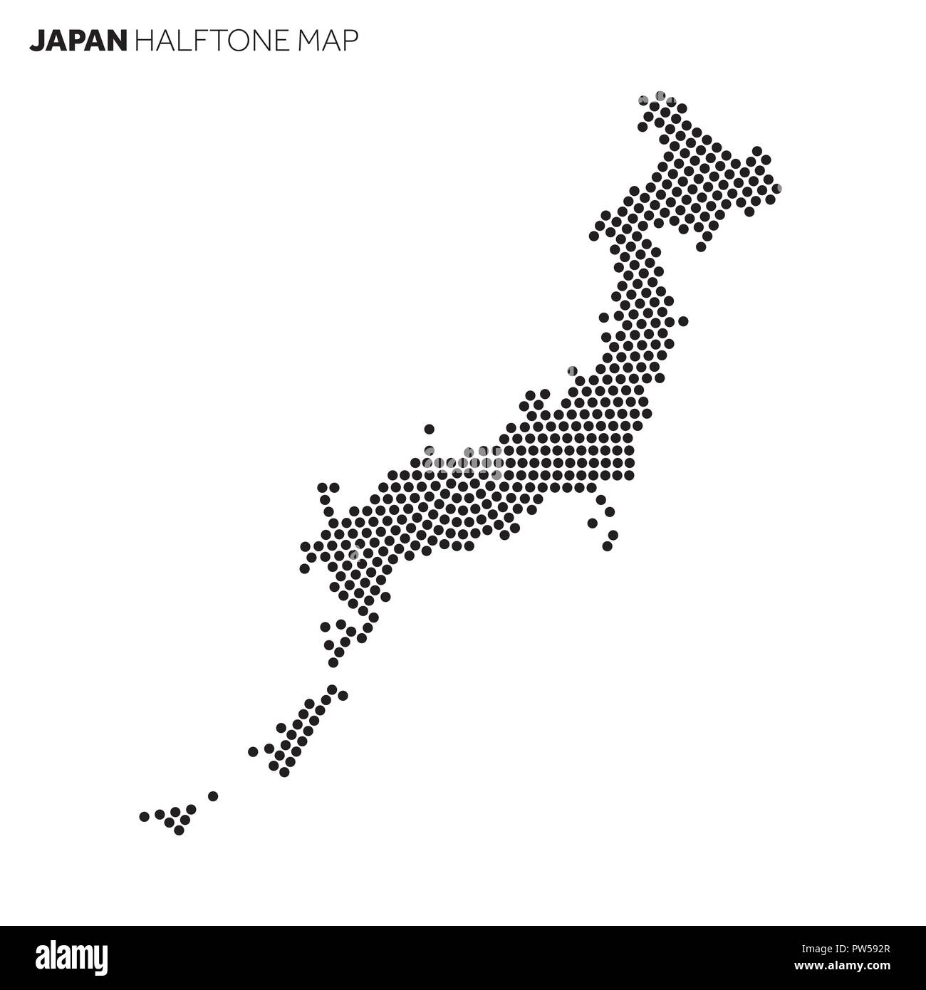 Japan country map made from radial halftone pattern Stock Vector Image
