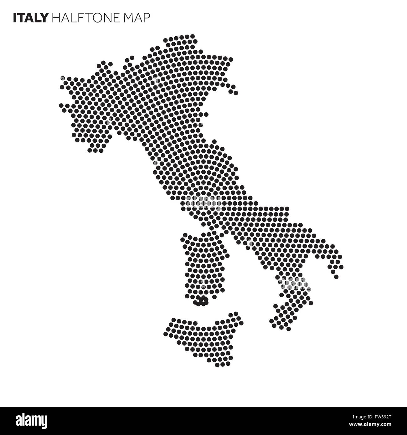 Italy country map made from radial halftone pattern Stock Vector