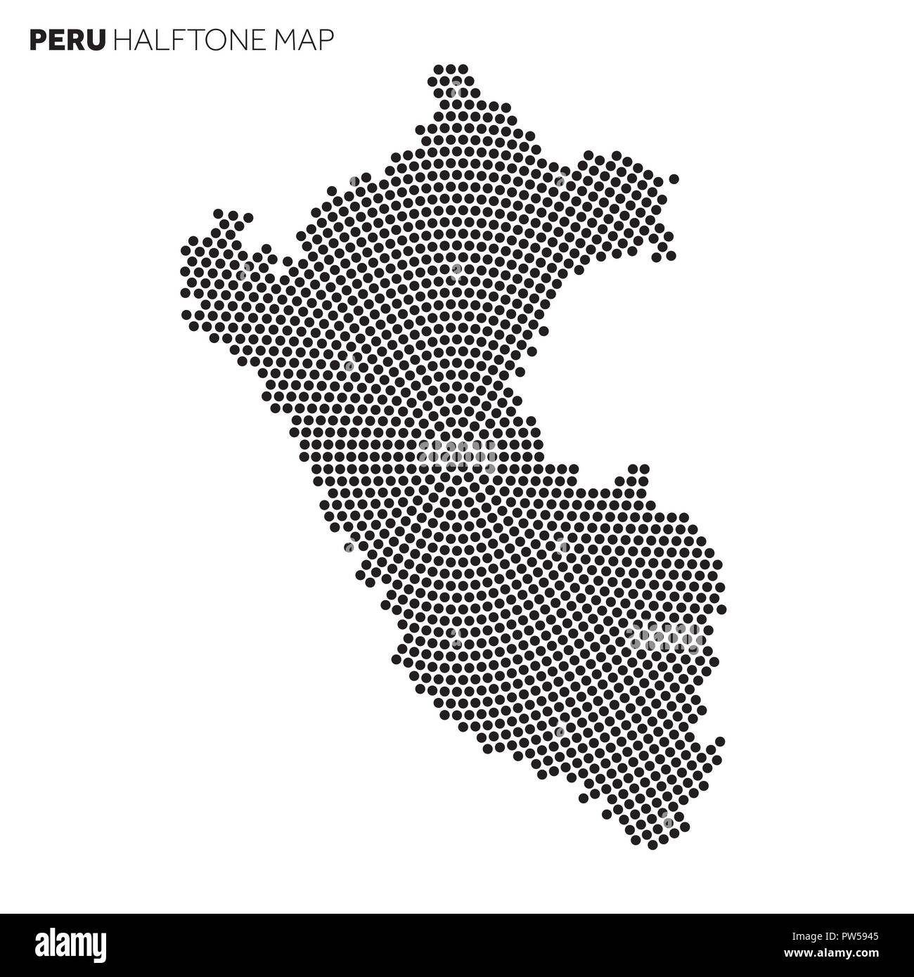 Peru country map made from radial halftone pattern Stock Vector