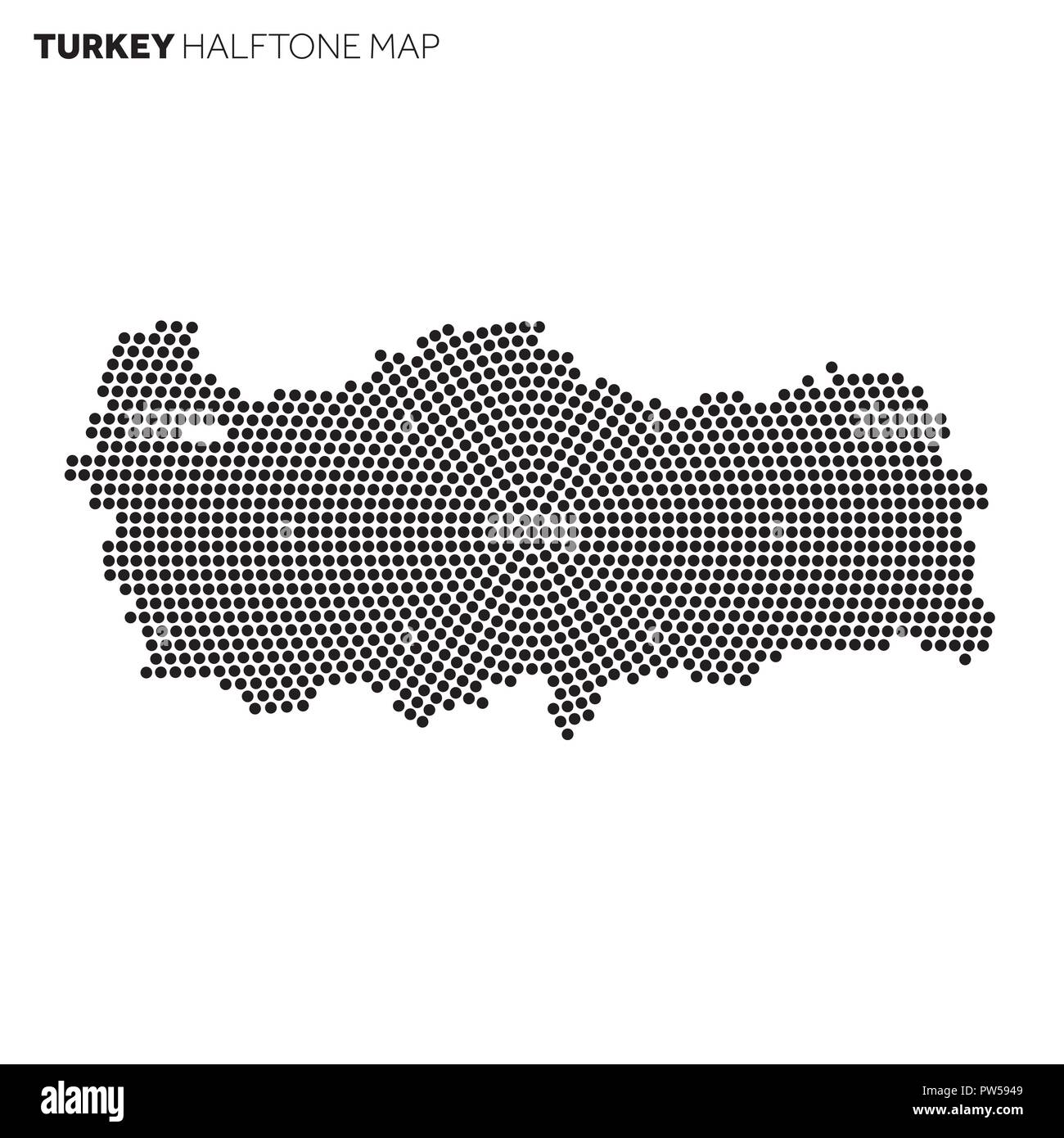 Turkey country map made from radial halftone pattern Stock Vector