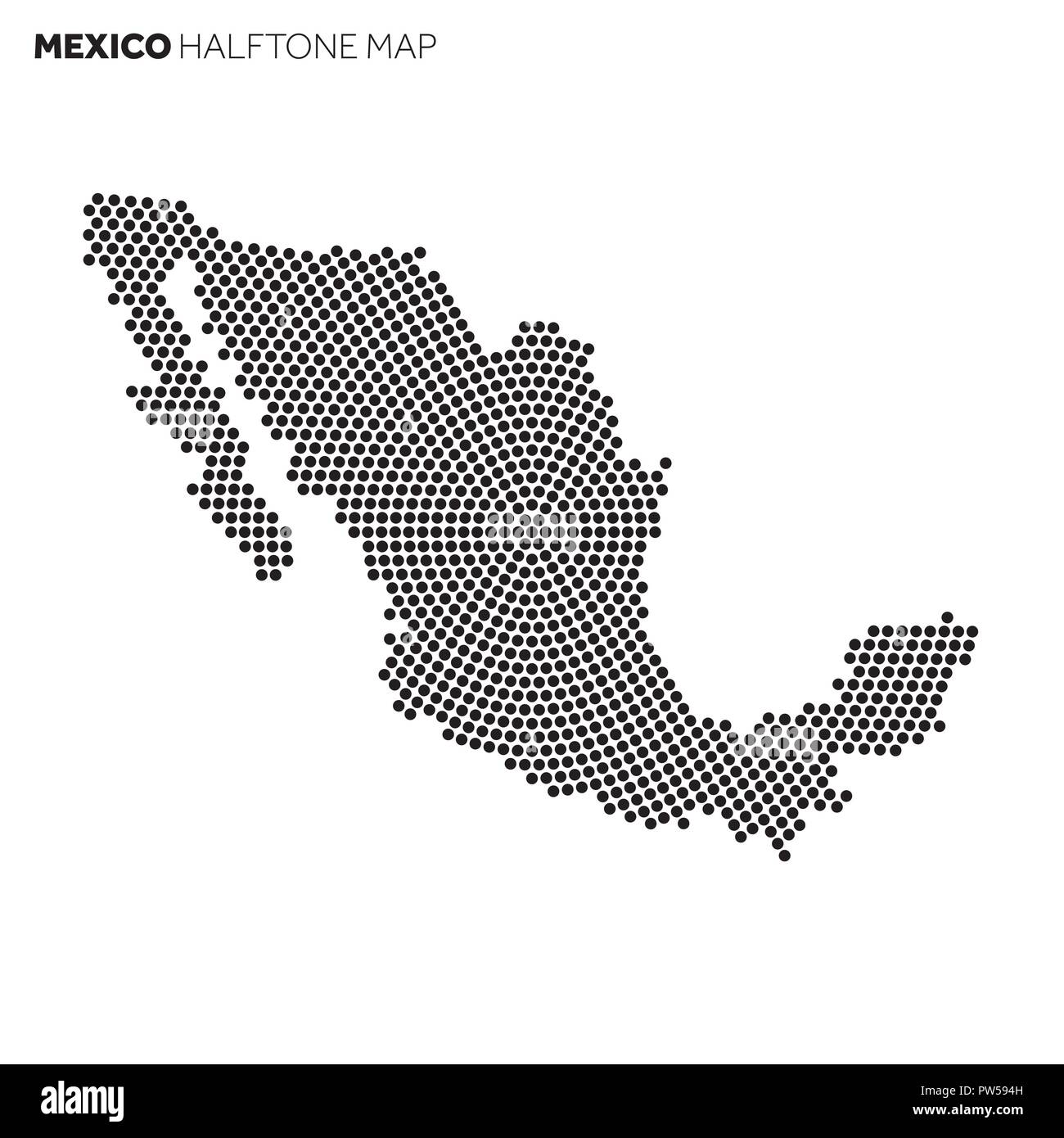Mexico country map made from radial halftone pattern Stock Vector Image ...