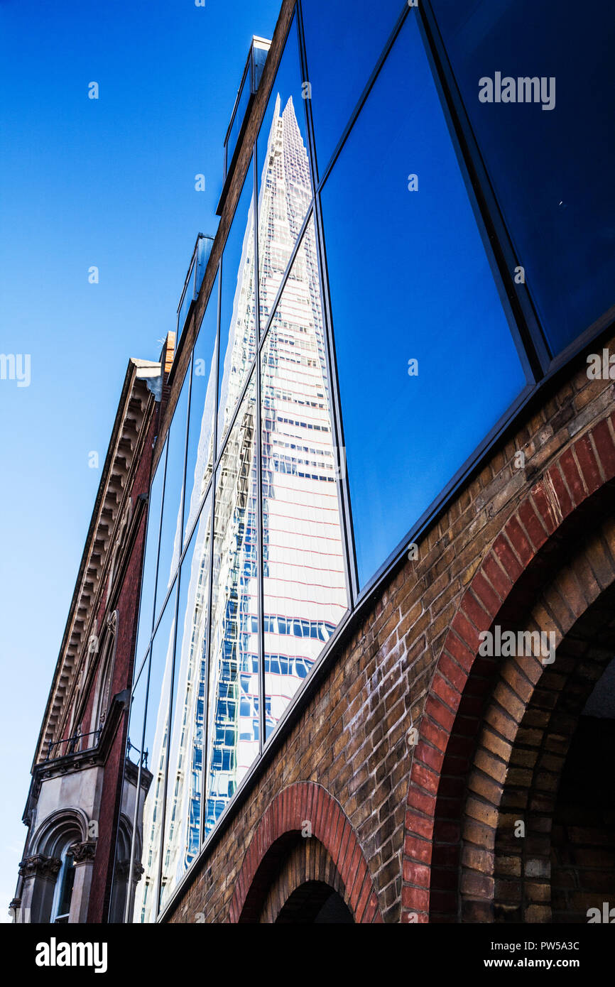 The Shard in London reflected in another building. Stock Photo