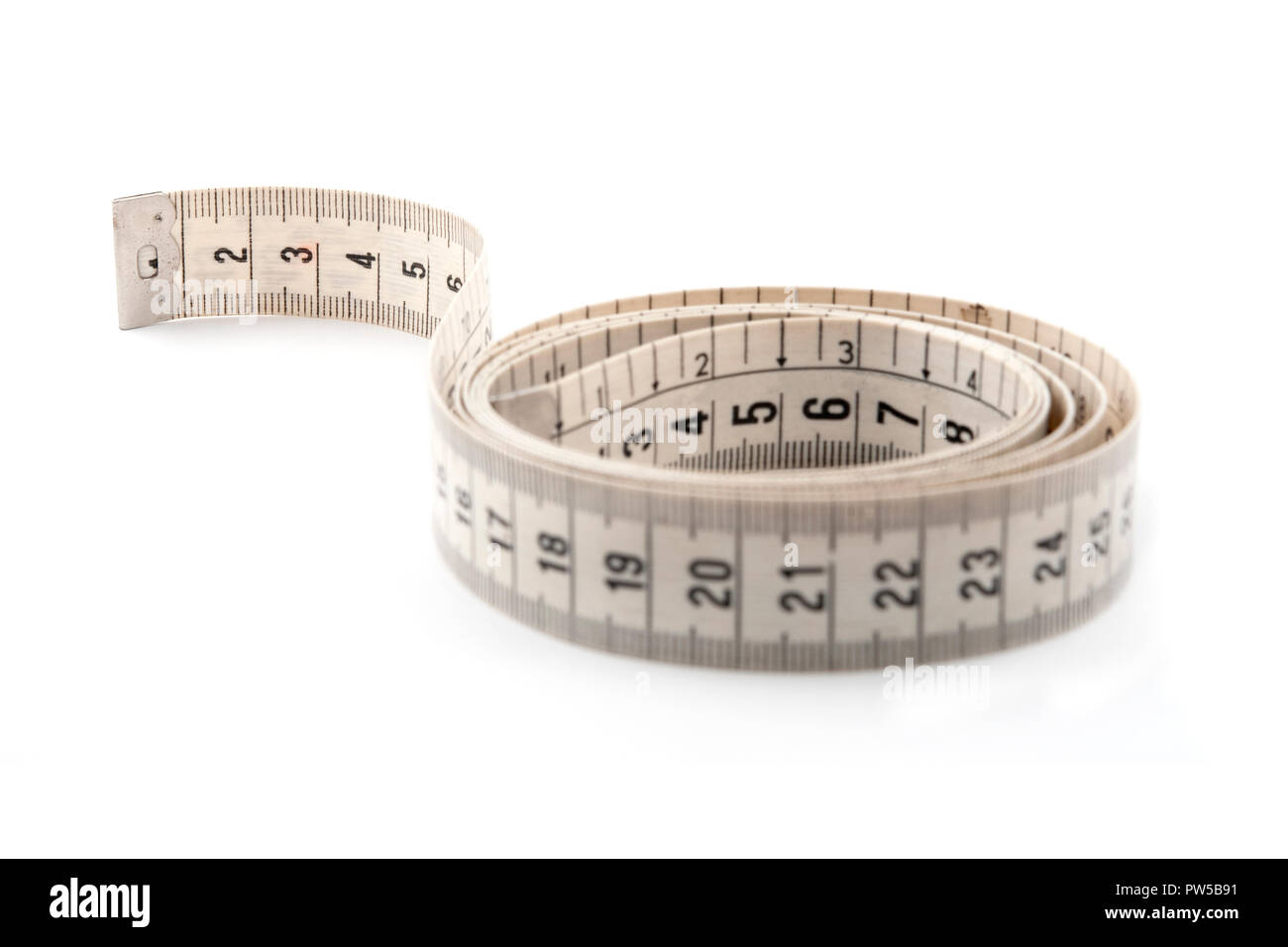 Cloth tape measure on a white backgroud Stock Photo Alamy