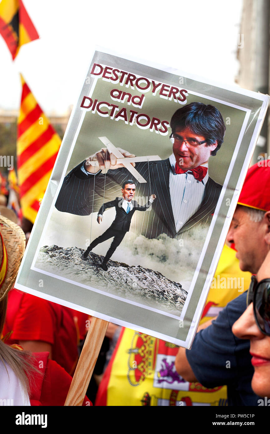 Anti-Catalan independence placard, Barcelona, Spain. Stock Photo