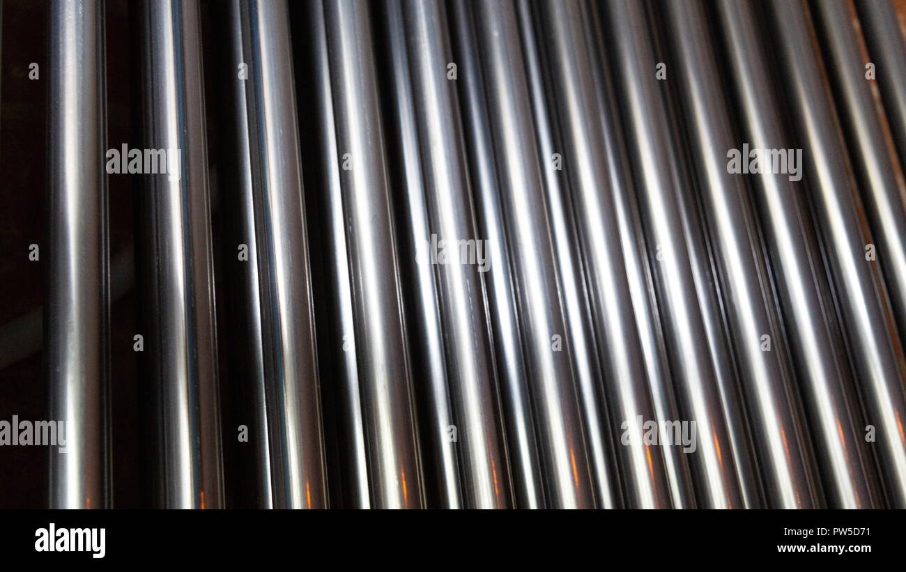 Wide angle abstract background view of steel light blue high rise ...