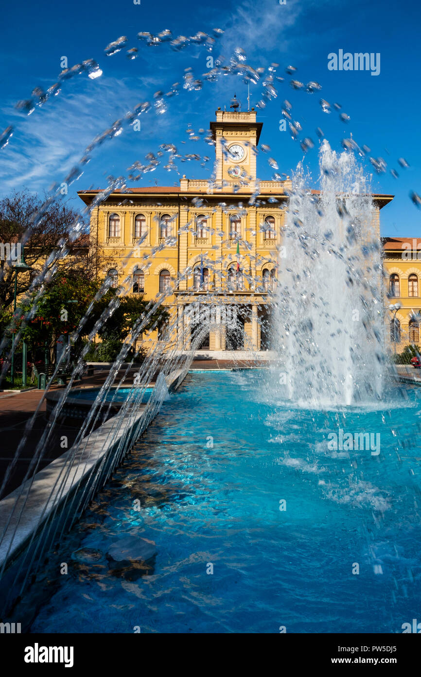 Fountain outside the Town Hall, Cattolica, Rimmini, Emilia-Romagna, Italy Stock Photo