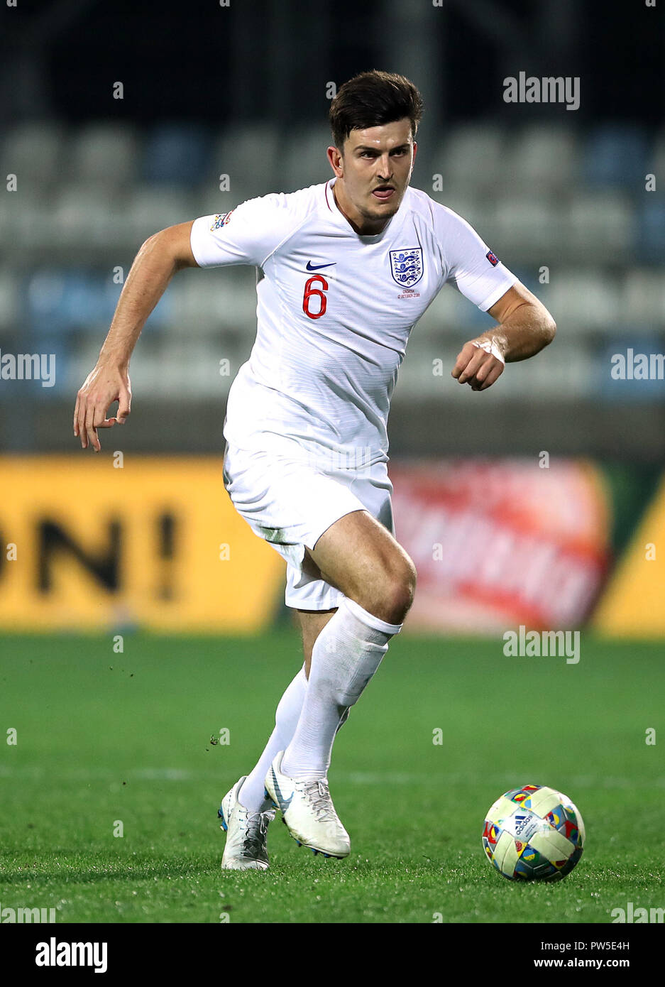 England's Harry Maguire during the UEFA Nations League match at Stadion HNK Rijeka in Croatia. PRESS ASSOCIATION Photo. Picture date: Friday October 12, 2018. See PA story SOCCER Croatia. Photo credit should read: Tim Goode/PA Wire. Stock Photo