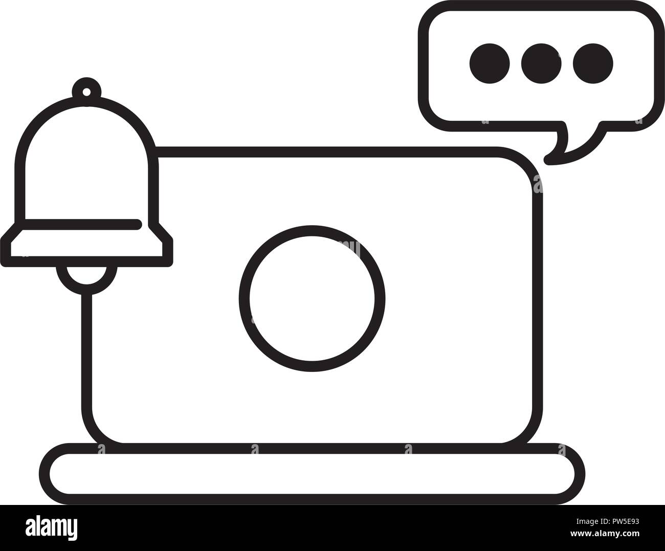 laptop computer speech bubble bell call center vector illustration Stock Vector