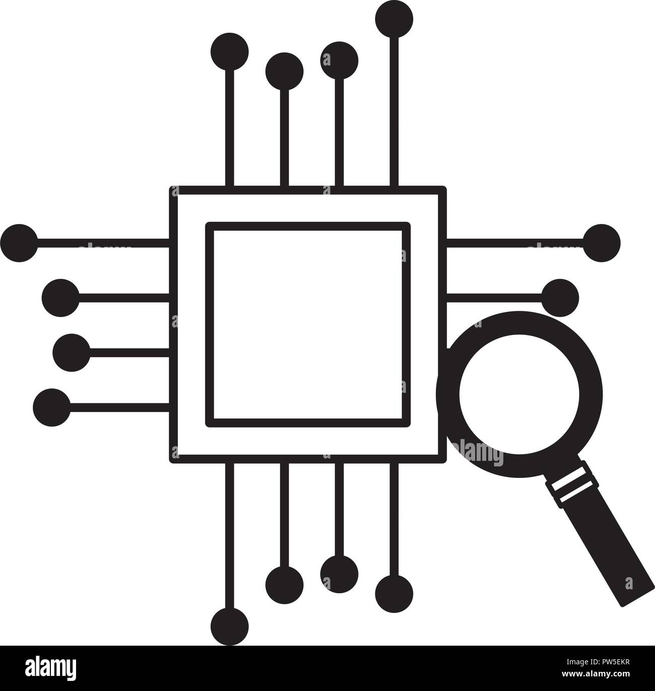 motherboard circuit processor magnifying glass vector illustration ...