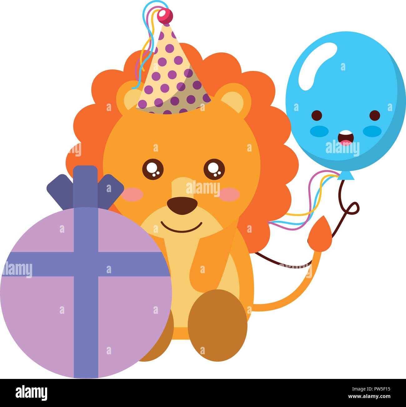 cute lion gift balloon kawaii birthday Stock Vector Image & Art - Alamy