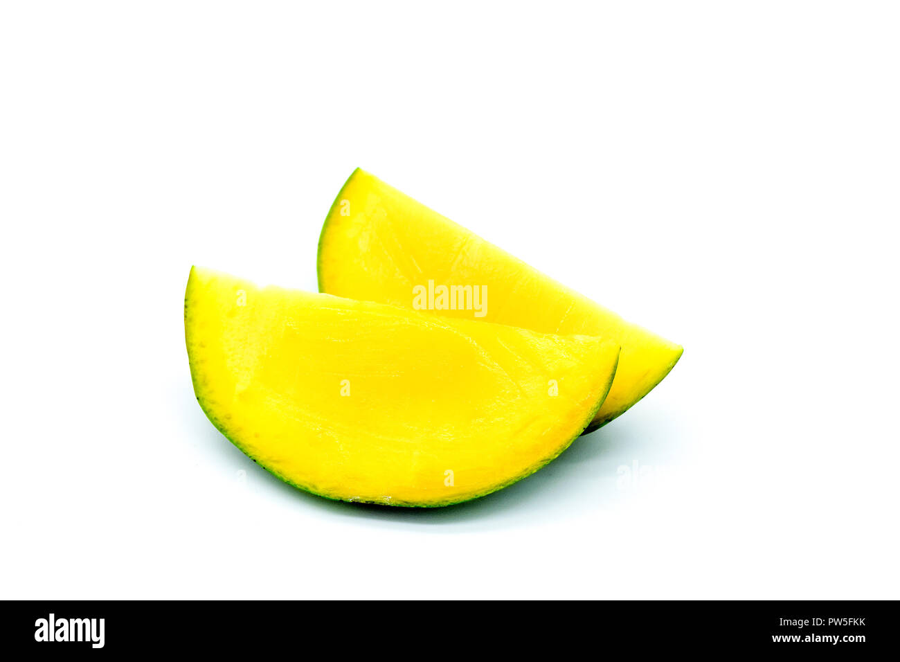 mango slices, cutted mango fruit isolated on white background Stock Photo