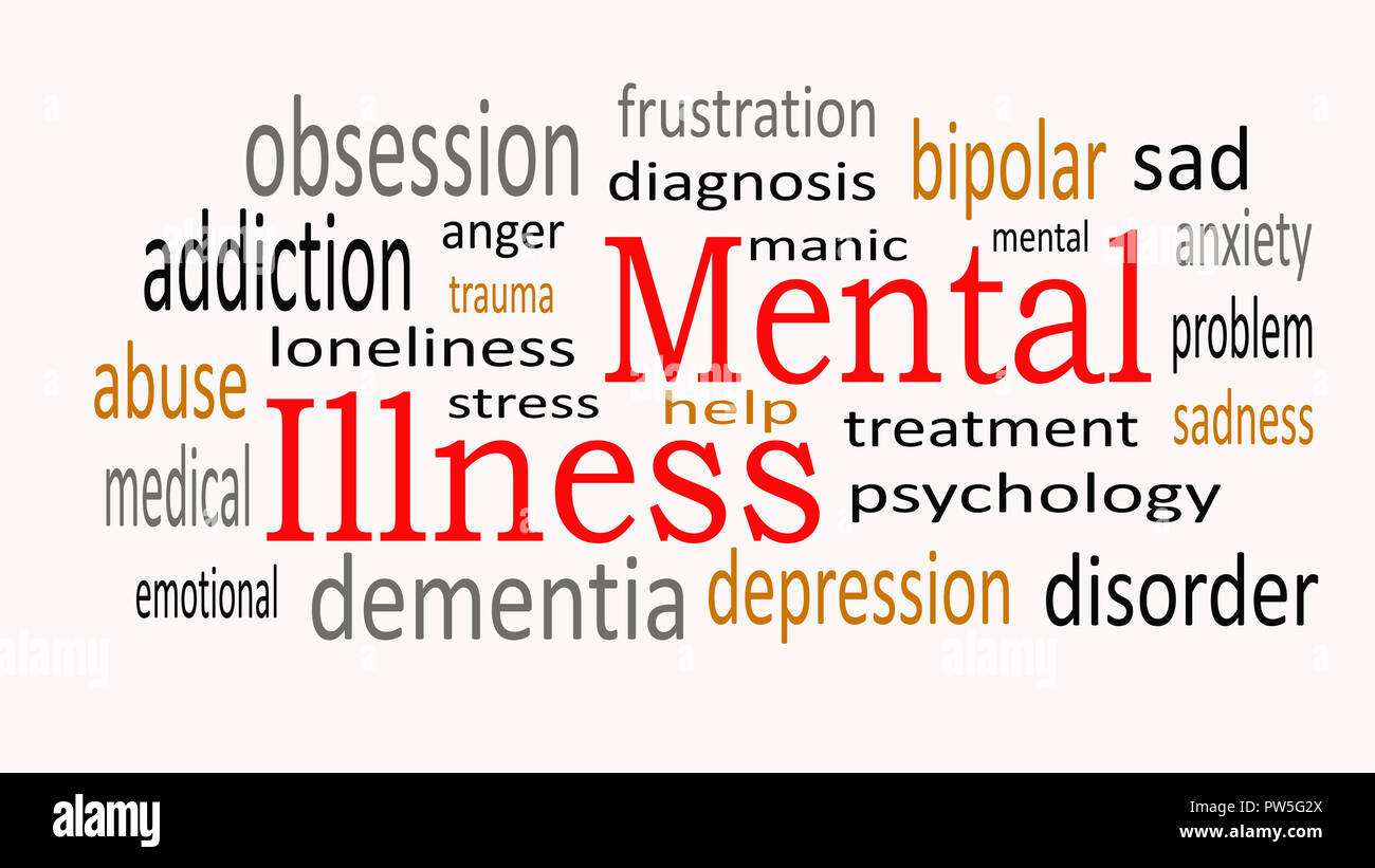 Mental Illness, word cloud concept on white background. Stock Photo