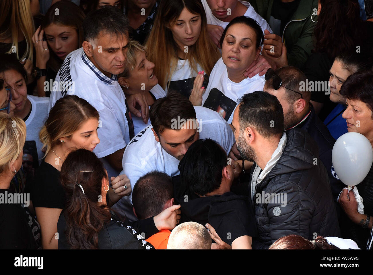 Naples, a moment of the funeral of Raffaele Perinelli, at the church of Sant'Alfonso and San Gerardo in via Janfolla in Miano. The 21-year-old football player was stabbed in the chest and killed Saturday night after a fight with a neighbor. 12/10/2018, Naples, Italy Stock Photo