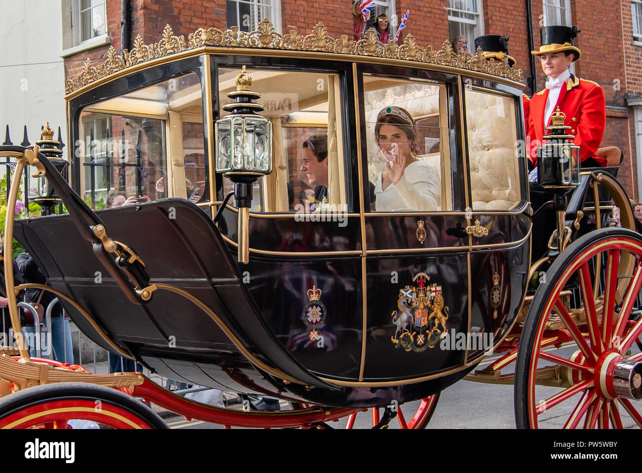 Windsor, UK. 12th October, 2018. The Royal wedding of Princess Eugenie & Jack Brooksbank in Windsor Credit: IAN SKELTON/Alamy Live News Stock Photo