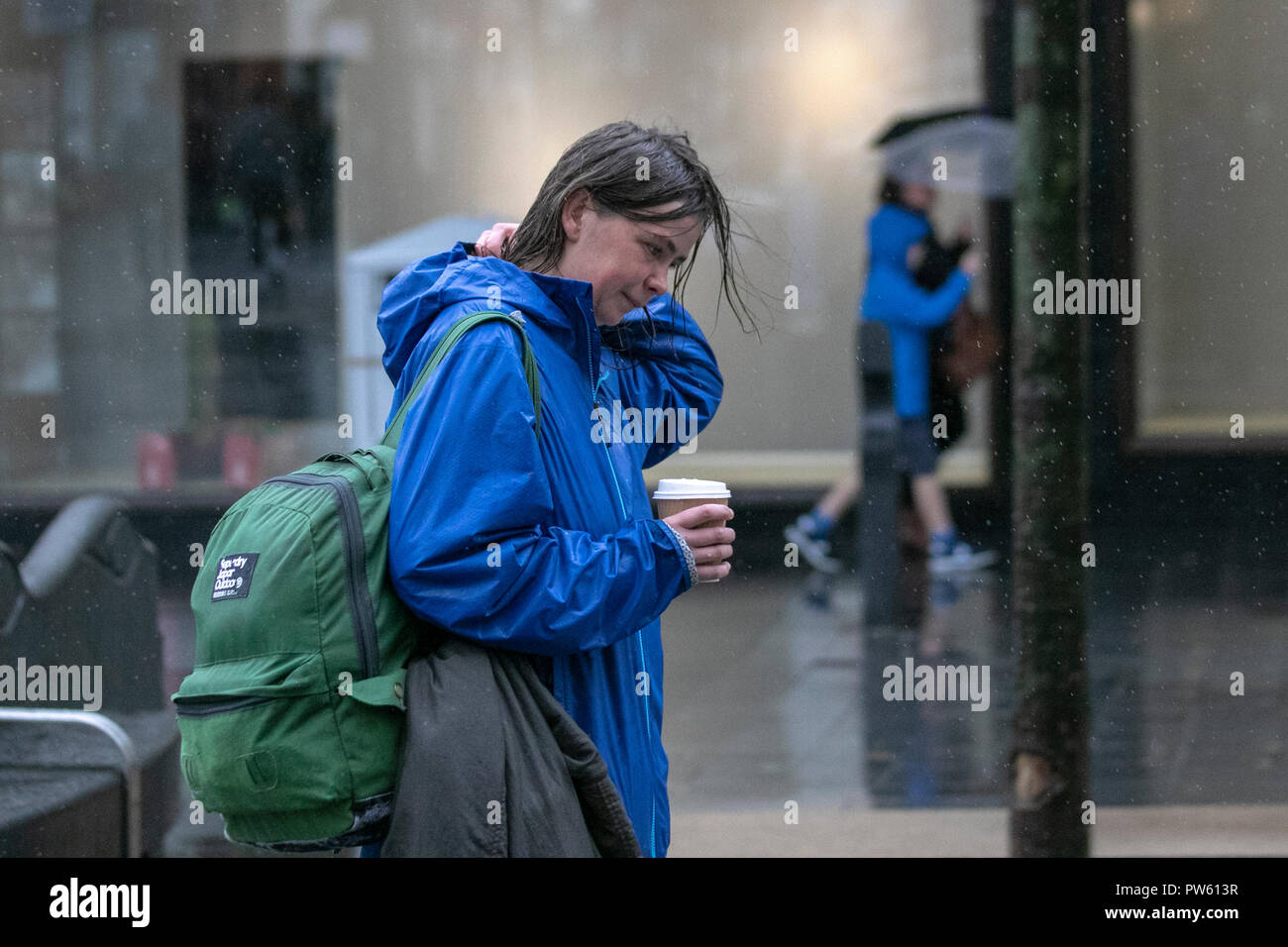 Southport, Merseyside. UK Weather. Strong winds and heavy rain in the