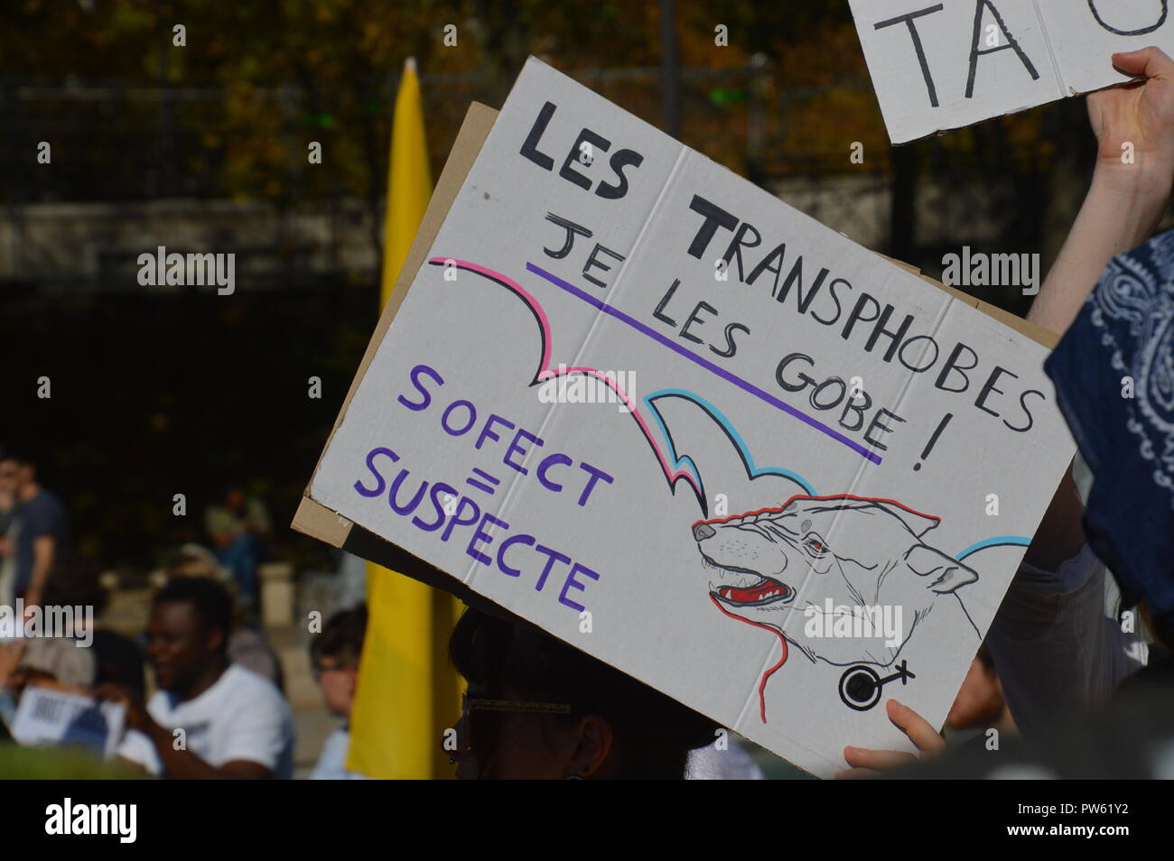 Paris, France. March ExisTrans for the rights of transexual people. Place Stalingrad, Paris, France. 13 October 2018. 14h.  ALPHACIT NEWIM / Alamy Live News Stock Photo