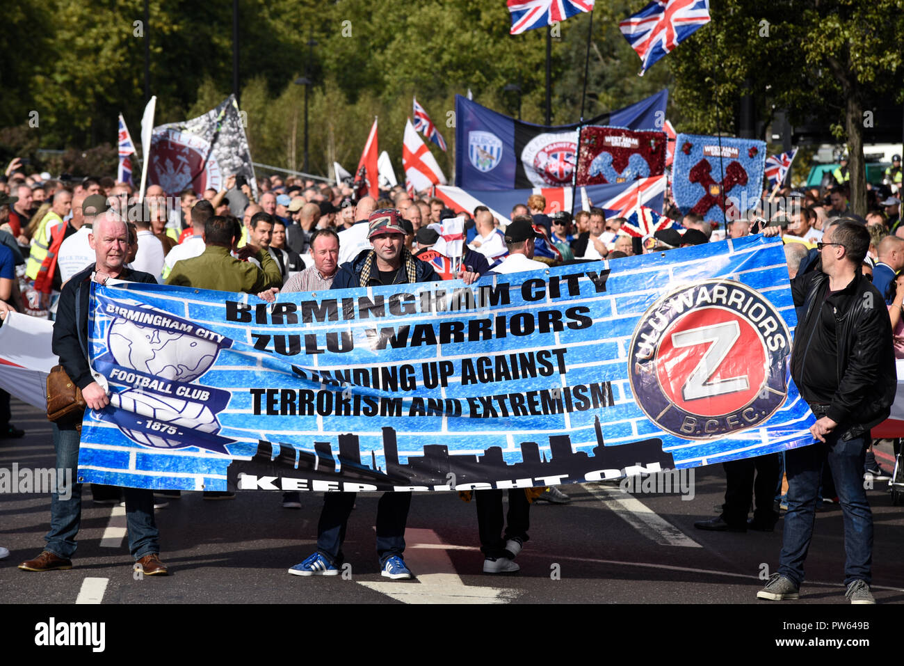 Democratic Football Lads Alliance DFLA marching towards Parliament in