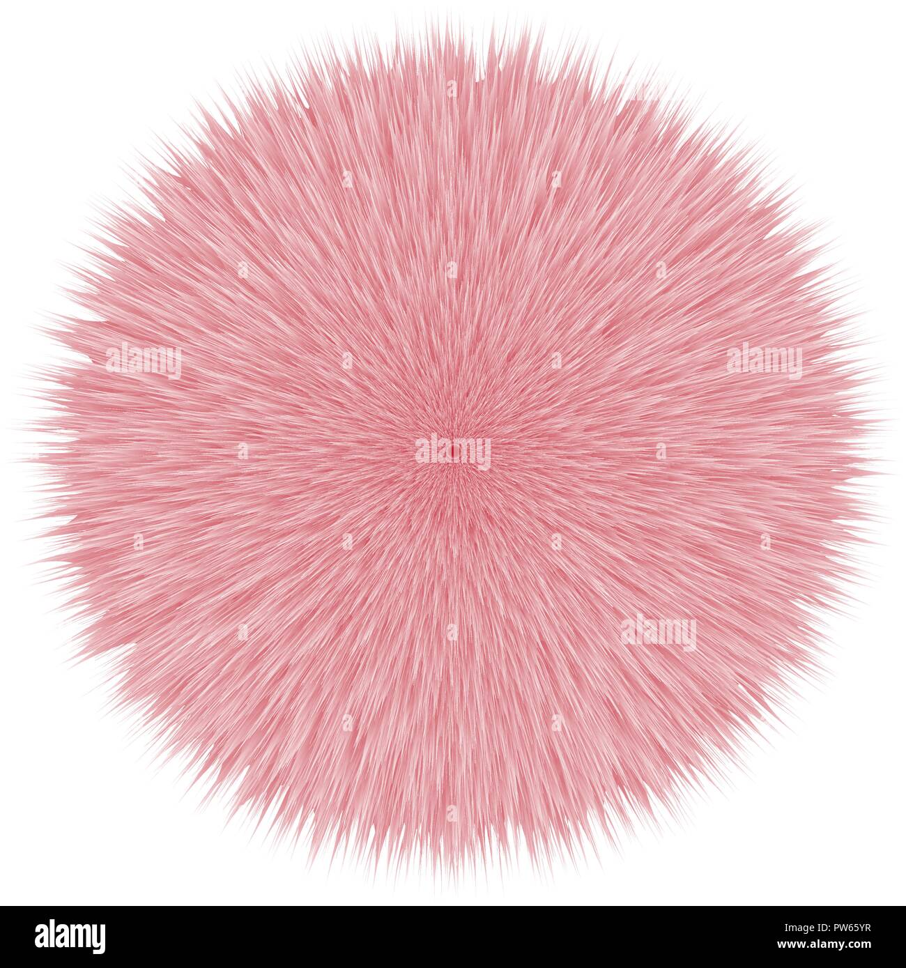 Pink Fluffy Vector Hair Ball, Illustration on White Background Stock Vector