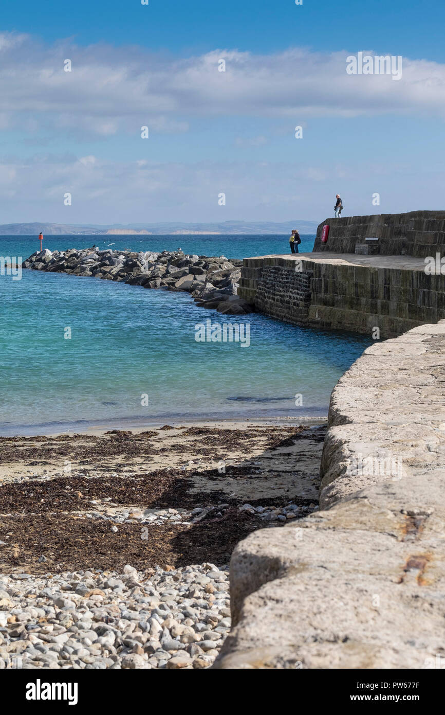 The Cobb in the coastal town of Lyme Regis in Dorset. Stock Photo