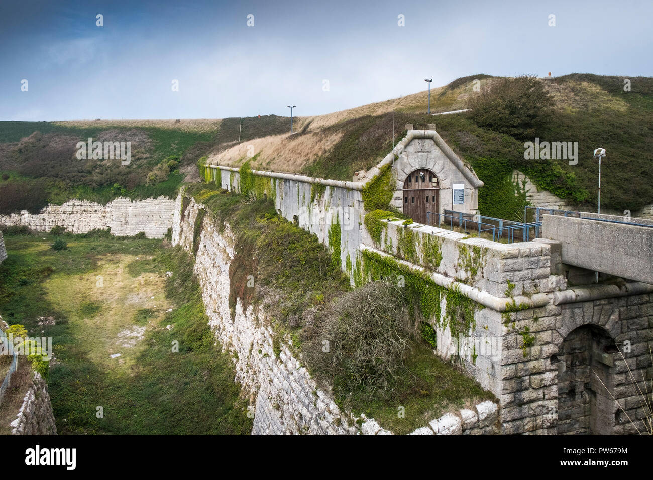 The South Entrance to HM Prison Verne on the Isle of Portland in Dorset, UK. Stock Photo