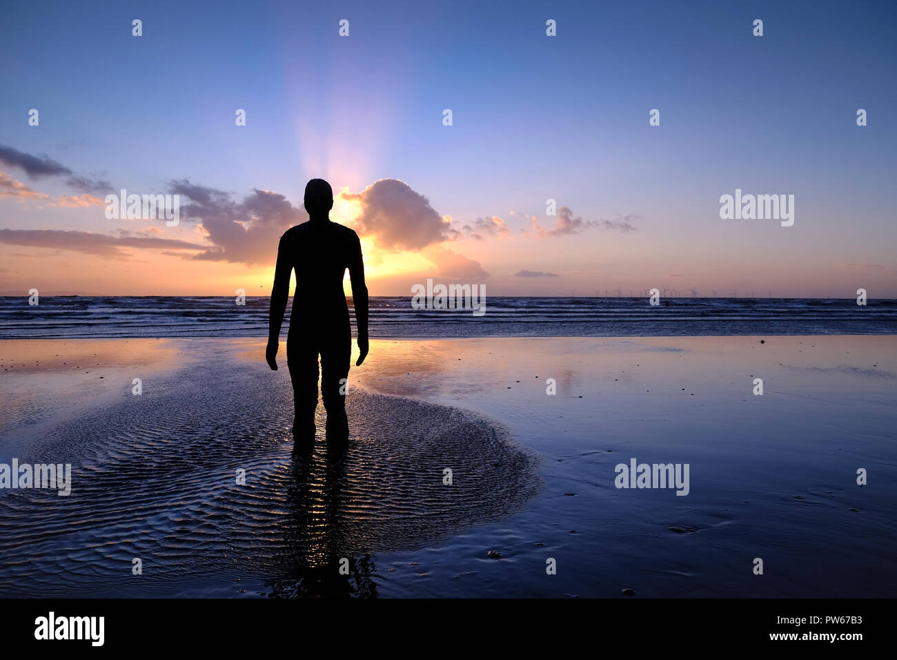 'Another Place' by Antony Gormley Iron Man statues on Crosby Beach