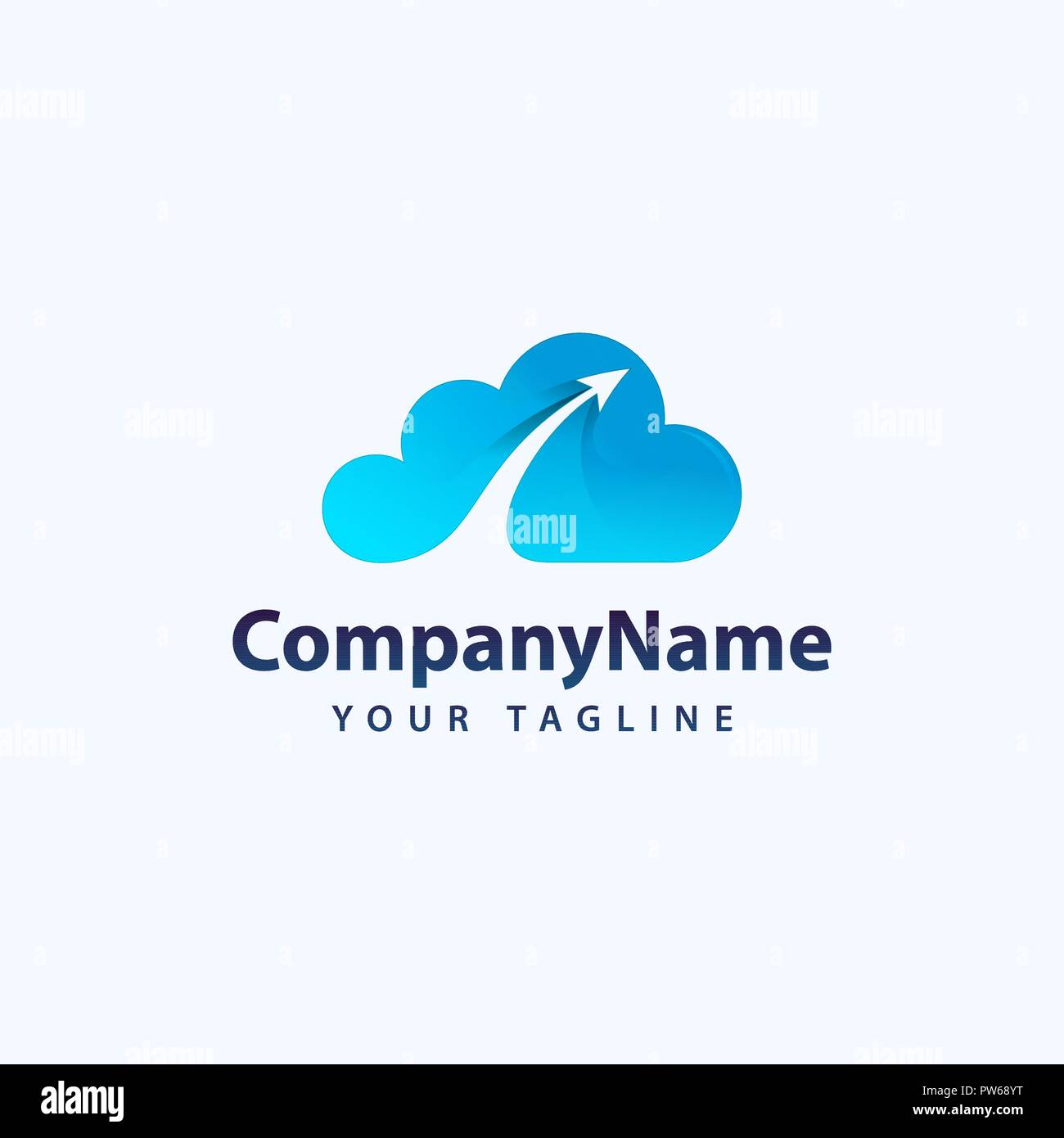 Creative Cloud Logo Design. Creative Vector icon of a blue cloud with arrows. Stock Vector