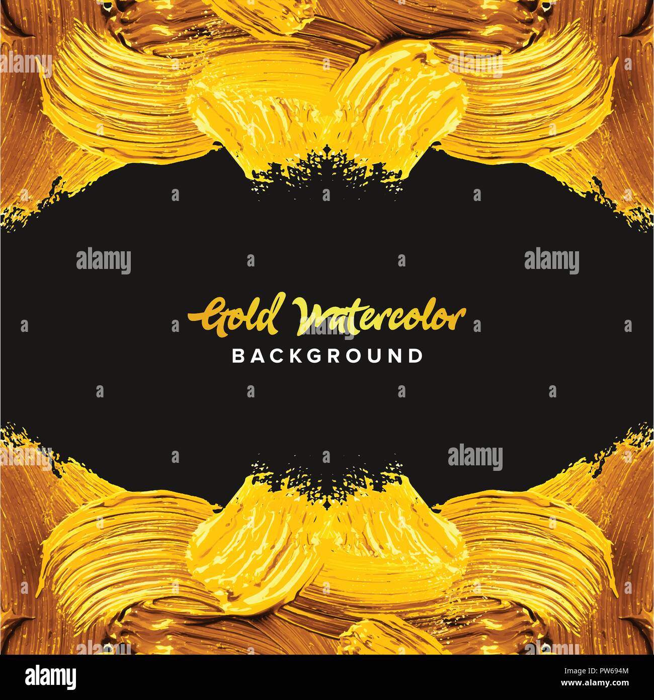 Gold watercolor texture paint stain background Stock Vector
