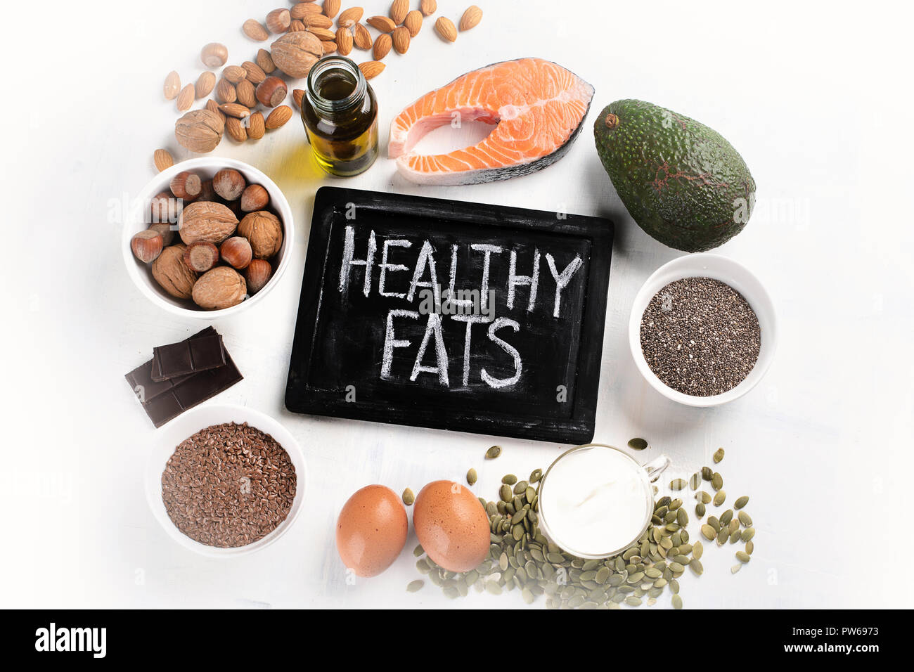 Healthy fat source. Top view Stock Photo - Alamy