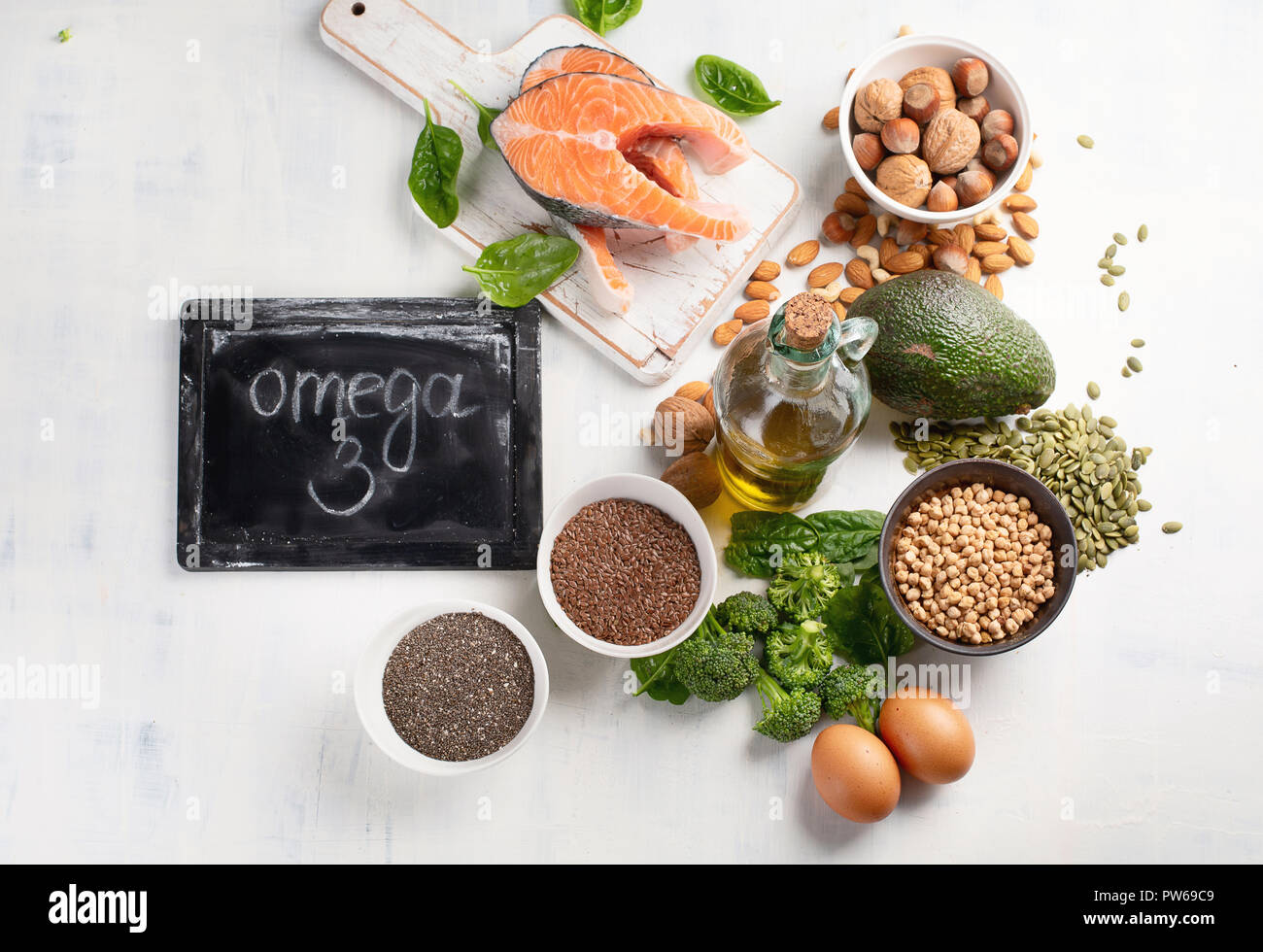 Foods Highest in Omega 3 Fatty Acids. Top view Stock Photo Alamy