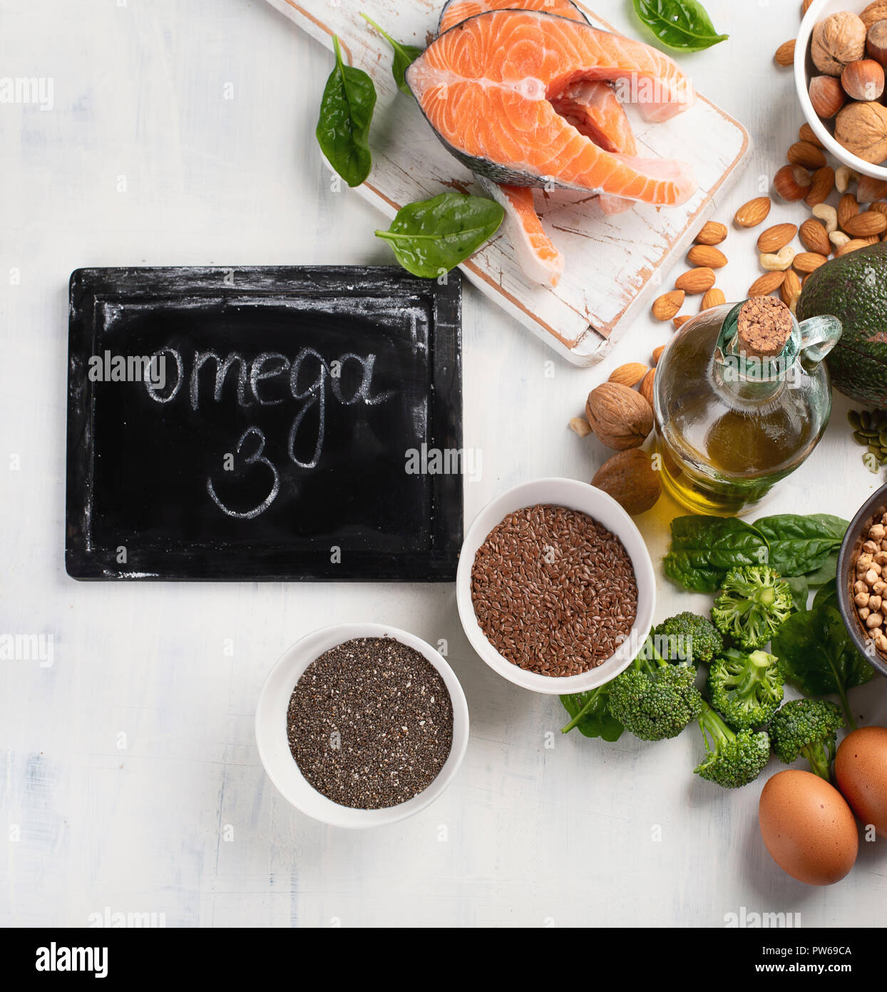 Foods Highest in Omega 3 Fatty Acids. Top view Stock Photo Alamy