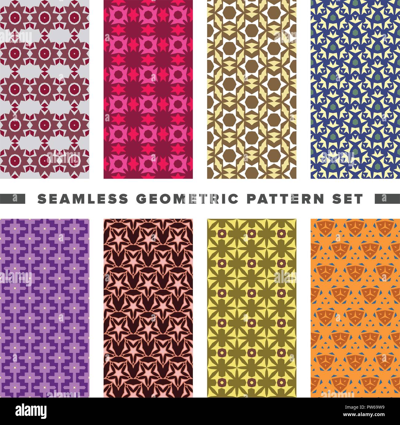 Set of seamless decorative geometric shapes pattern Stock Vector Image