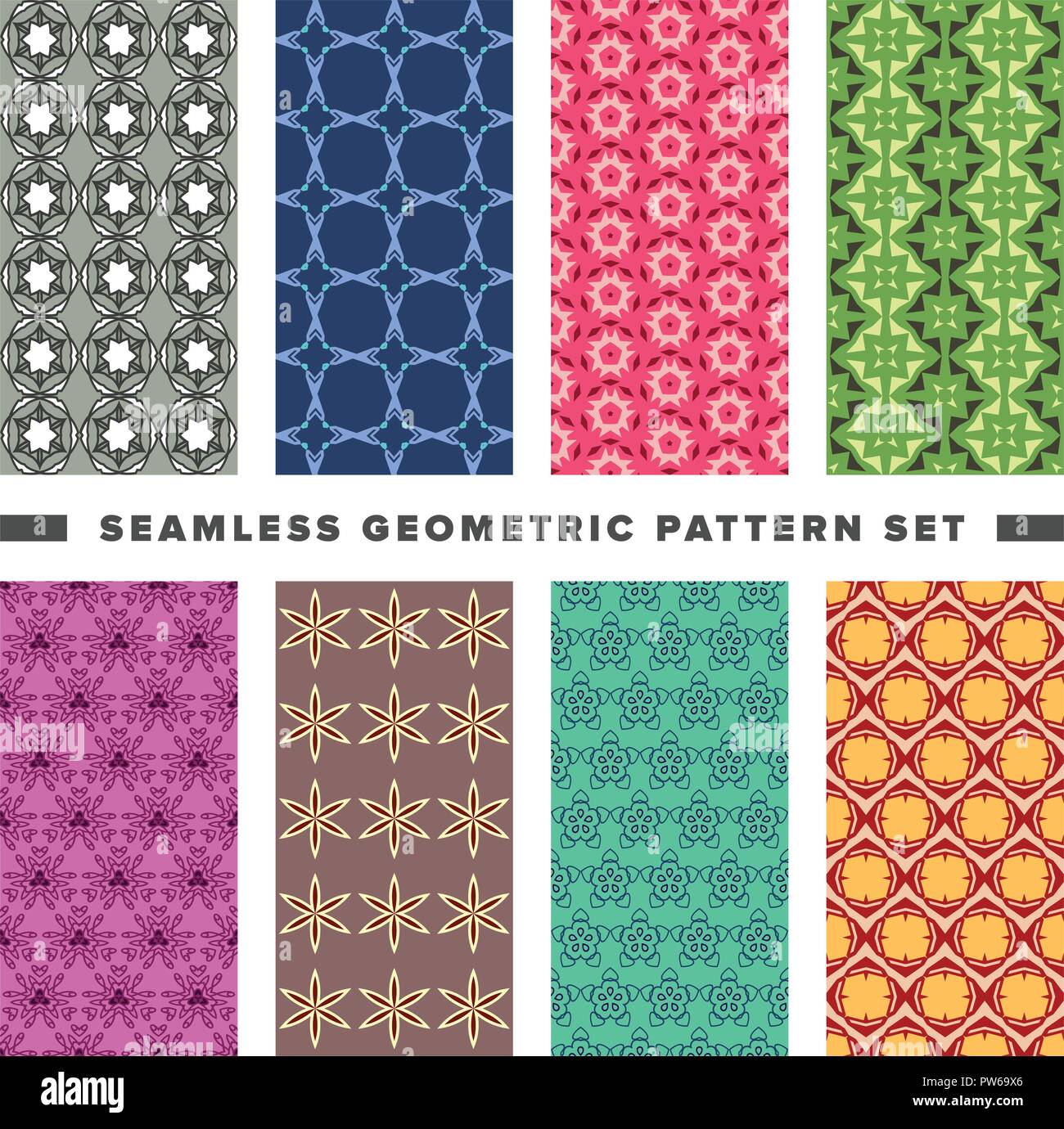 Beautiful Patterns Using Shapes Set of seamless decorative geometric shapes pattern Stock Vector Image ...