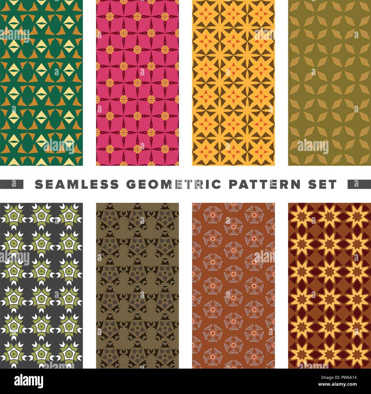 Set of seamless decorative geometric shapes pattern Stock Vector Image