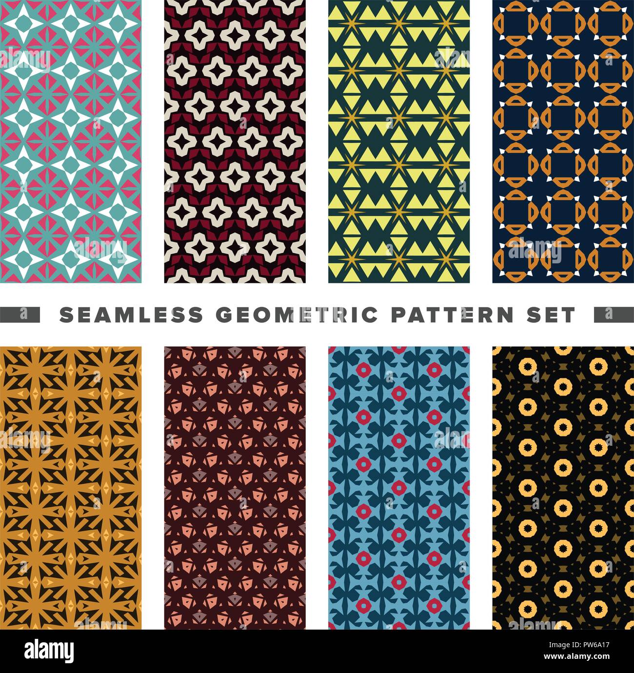Set of seamless decorative geometric shapes pattern Stock Vector Image ...