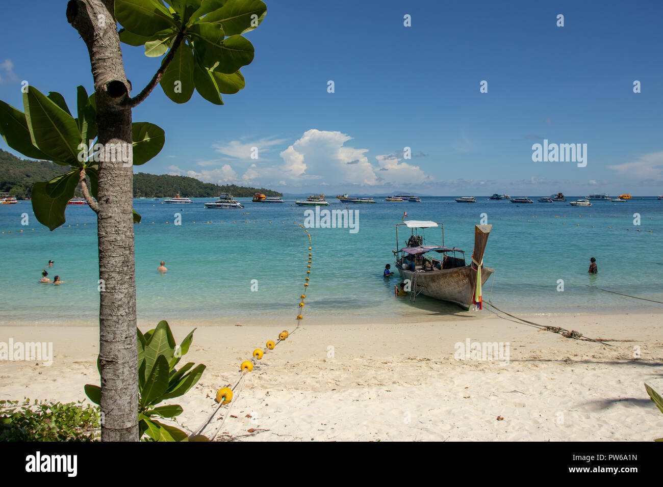 Longtail boats in Koh phi phi Stock Photo