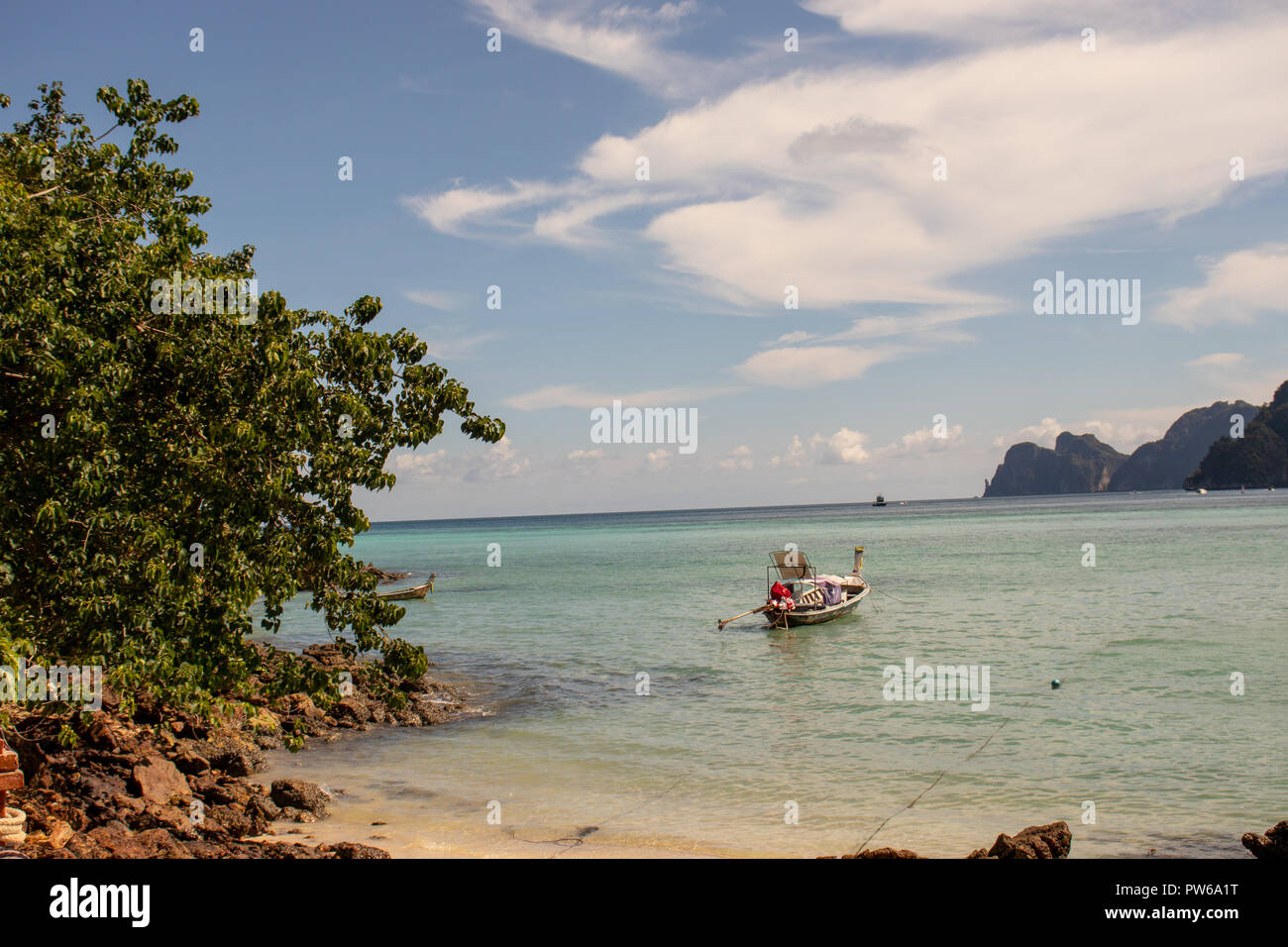 Longtail boats in Koh phi phi Stock Photo