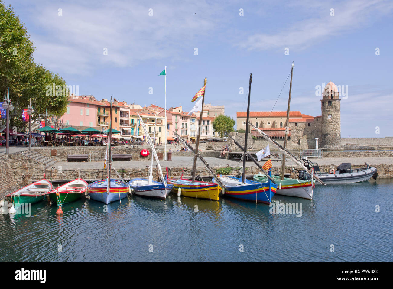 Collioure traditional fishing boats Stock Photo