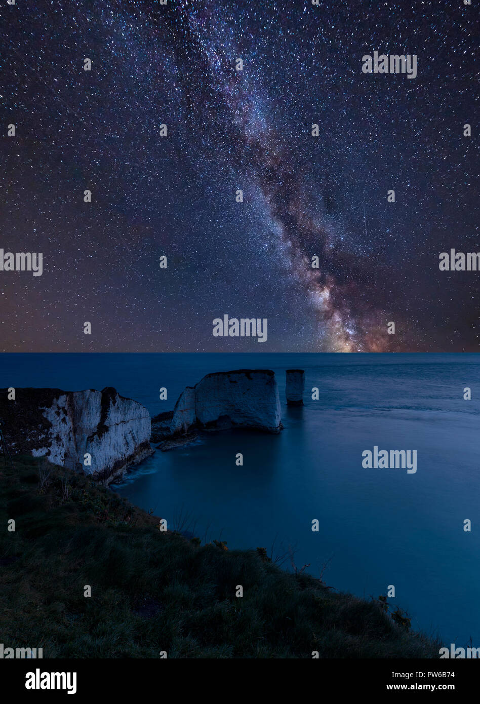 Stunning vibrant Milky Way composite image over landscape of Stunning ...