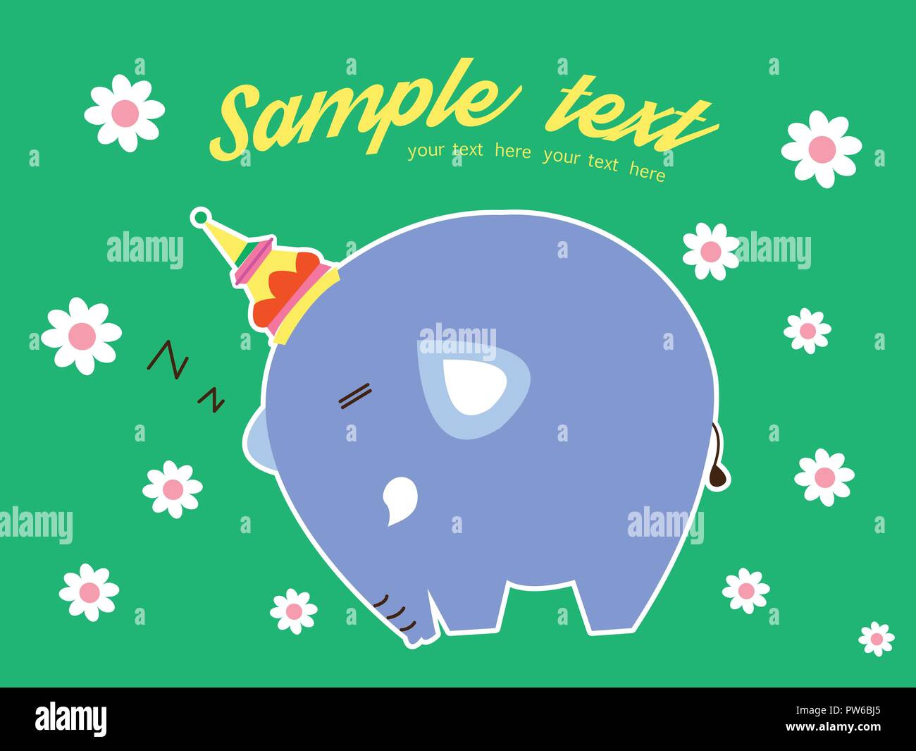 cute card with cute elephant. vector illustration Stock Vector Image ...