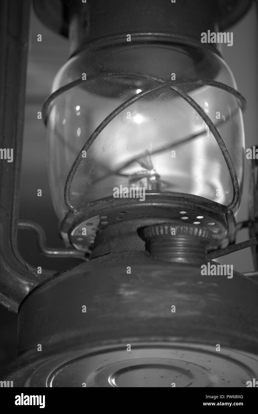 Kerosene or hurricane lamp, black and white Stock Photo Alamy
