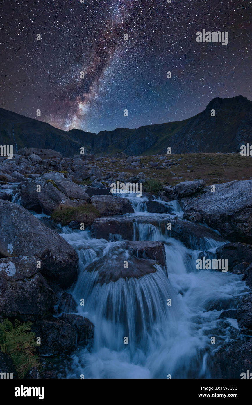 Stunning vibrant Milky Way composite image over Landscape image of ...