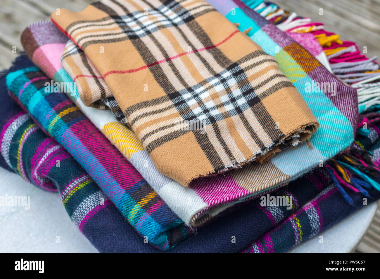 Pile of blankets, stack of blankets, winter concept, easy going