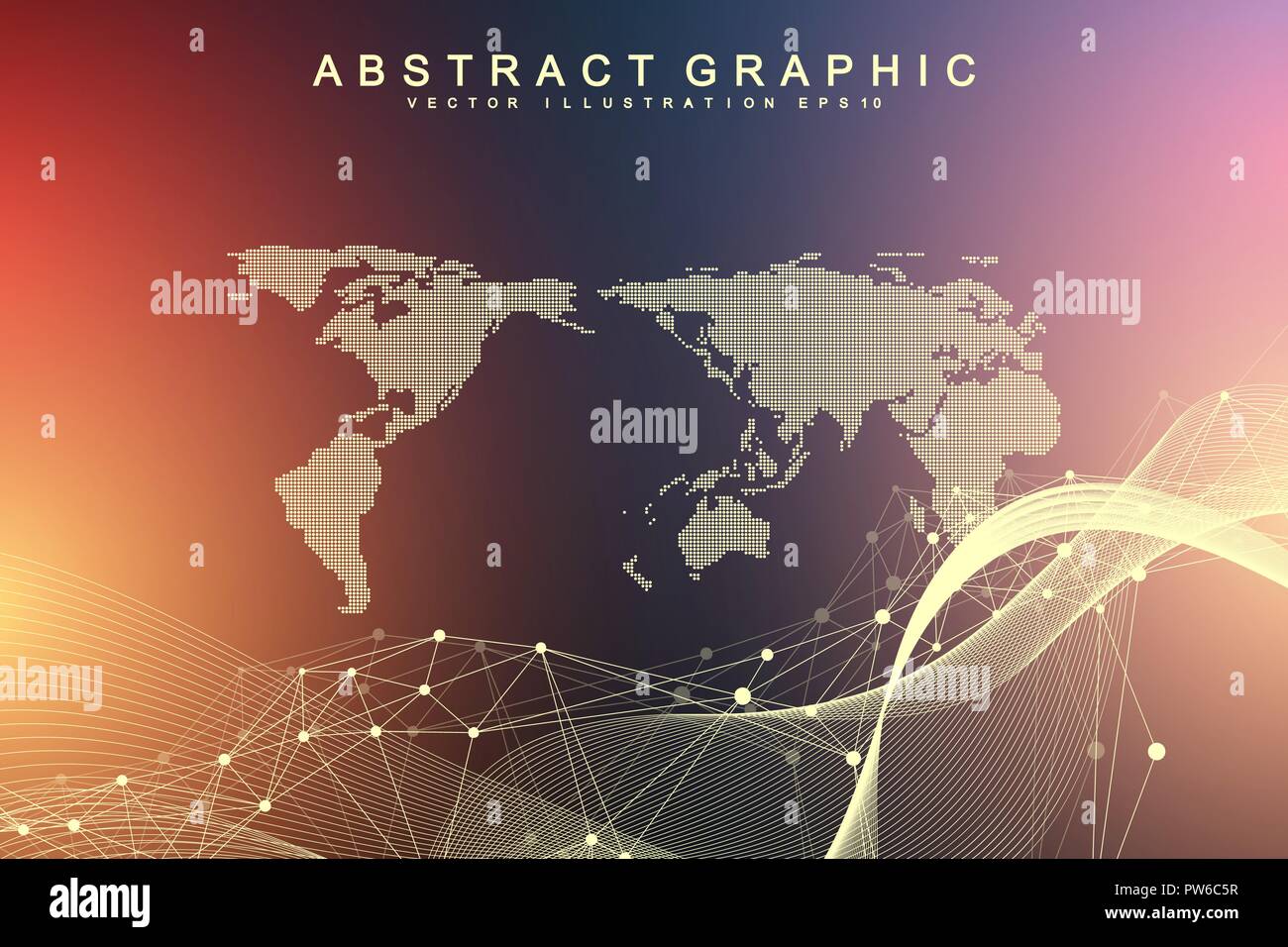Technology abstract background with connected line and dots. Big data visualization. Artificial Intelligence and Machine Learning Concept Background. Analytical networks. Vector illustration. Stock Vector