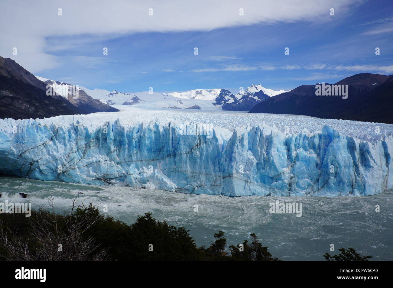 Perito Moreno Glacier - the third largest ice field in the world, a glacier located in the Los Glaciares National Park in Patagonia, Argentina. Stock Photo