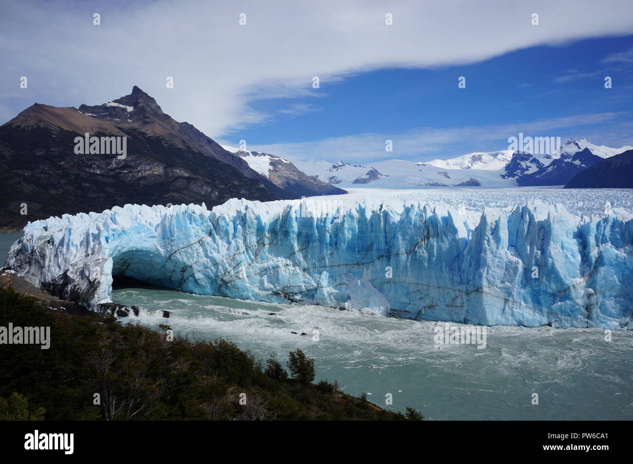 Perito Moreno Glacier - the third largest ice field in the world, a glacier located in the Los Glaciares National Park in Patagonia, Argentina. Stock Photo