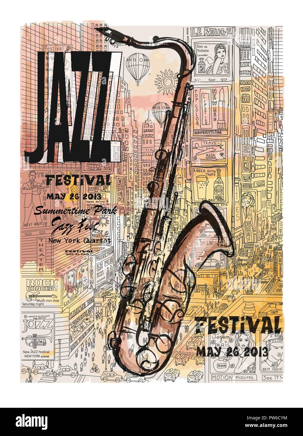 Jazz In New York Poster Vector Illustration Stock Vector Image Art Alamy