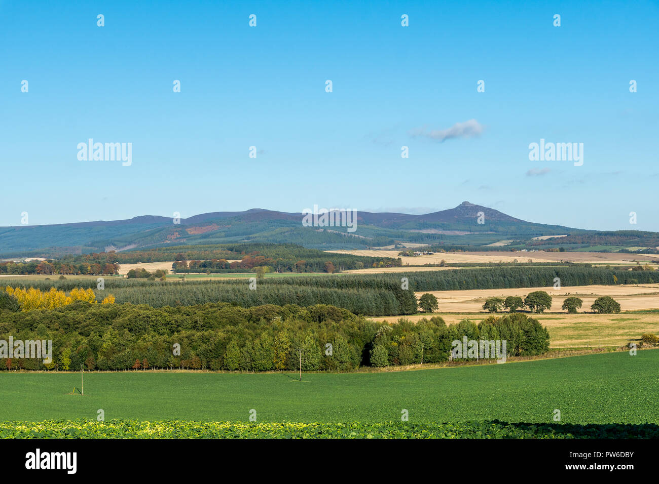 View across Aberdeenshire countryside to Bennachie Stock Photo Alamy