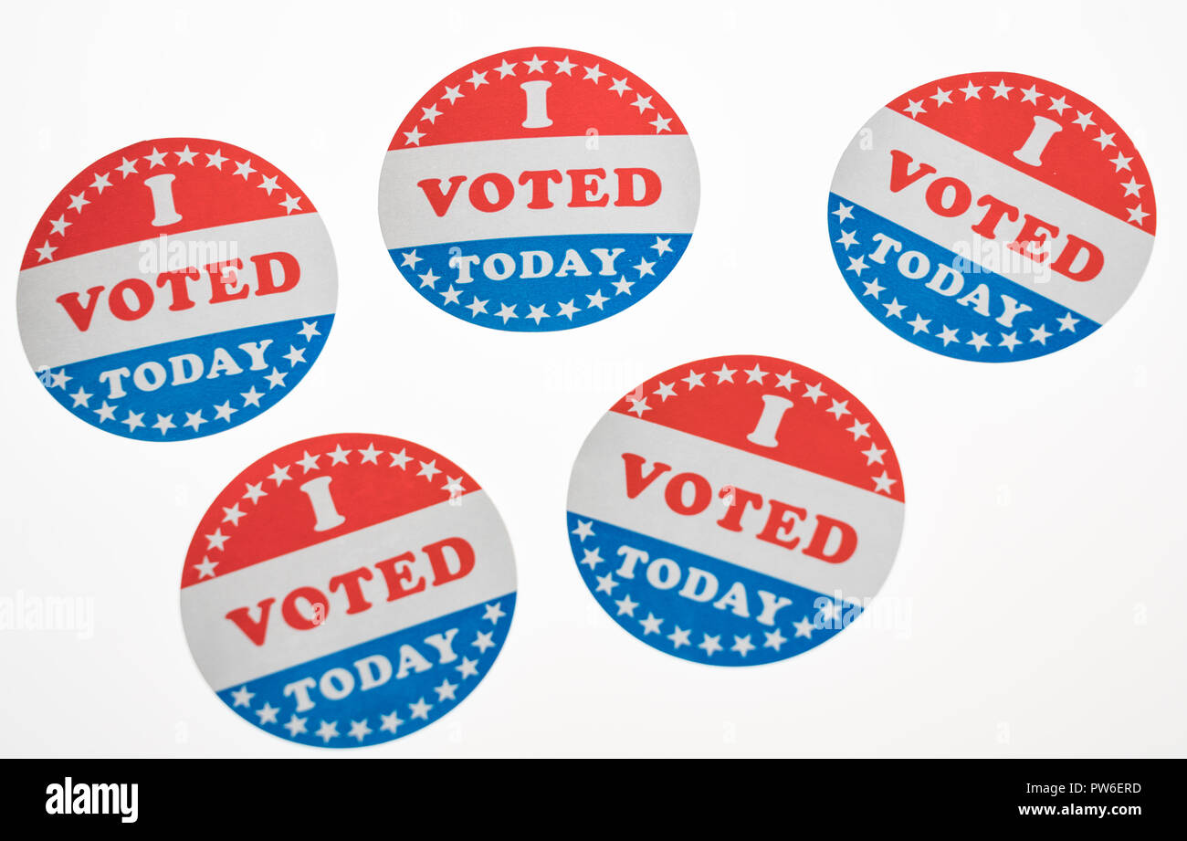 I Voted Today paper stickers on white background Stock Photo - Alamy