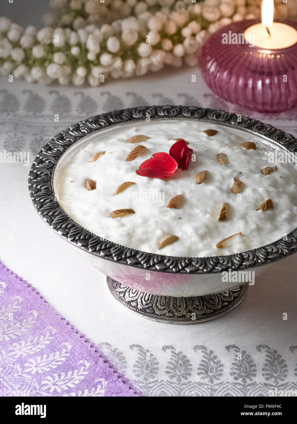 KHEER, A TRADITIONAL INDIAN DESSERT MADE FROM RICE AND MILK Stock Photo