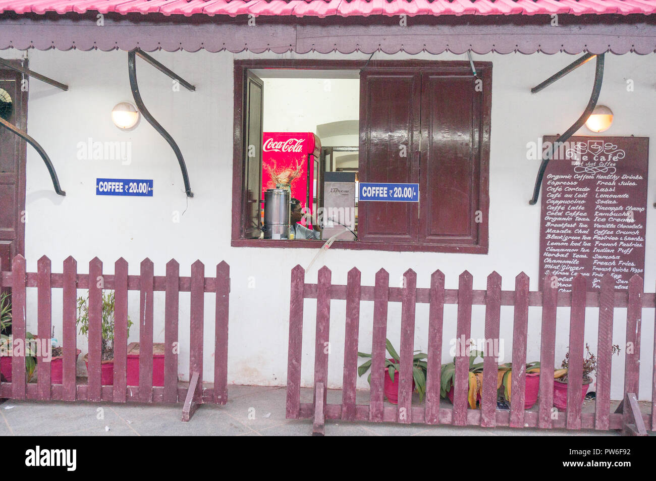 Coffee shop set in old french colonial home in pondicherry Stock Photo Alamy